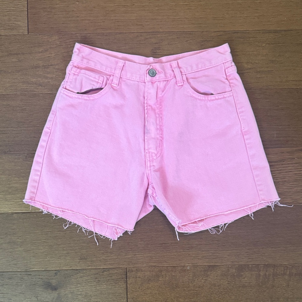 High-Rise Pink Denim Cutoff Shorts